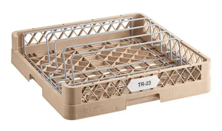 Vollrath TR23 Traex Full Size Open End Dishwasher Sheet Pan Rack with Vinyl Coated Insert - Beige - Holds 3 Pans
