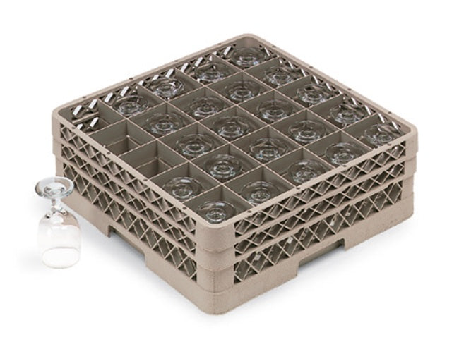 Vollrath TR6BB Traex 25-Compartment Full Size Glass/Stemware Rack with 2 Extenders - Beige - 2/Case