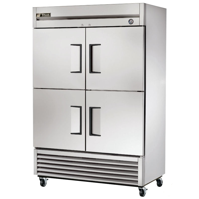 True T-49-4-HC 2-Section Left/Right Hinged 4 Solid Half Door Reach-In Refrigerator 54" - 115v