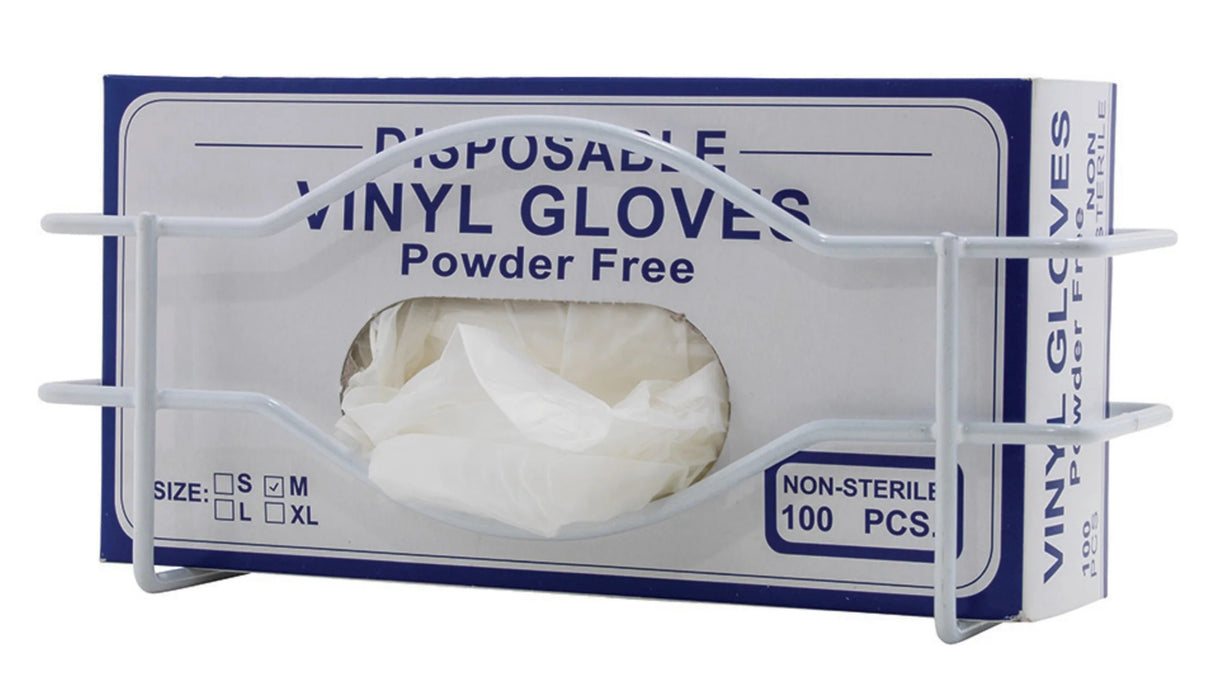 Winco WHW-10 Wall-Mount Steel Wire Disposable Glove Box Holder 10-1/4" x 3-1/4" x 4-5/8"H - White - Fits (1) 9-3/4" x 2-7/8" Box
