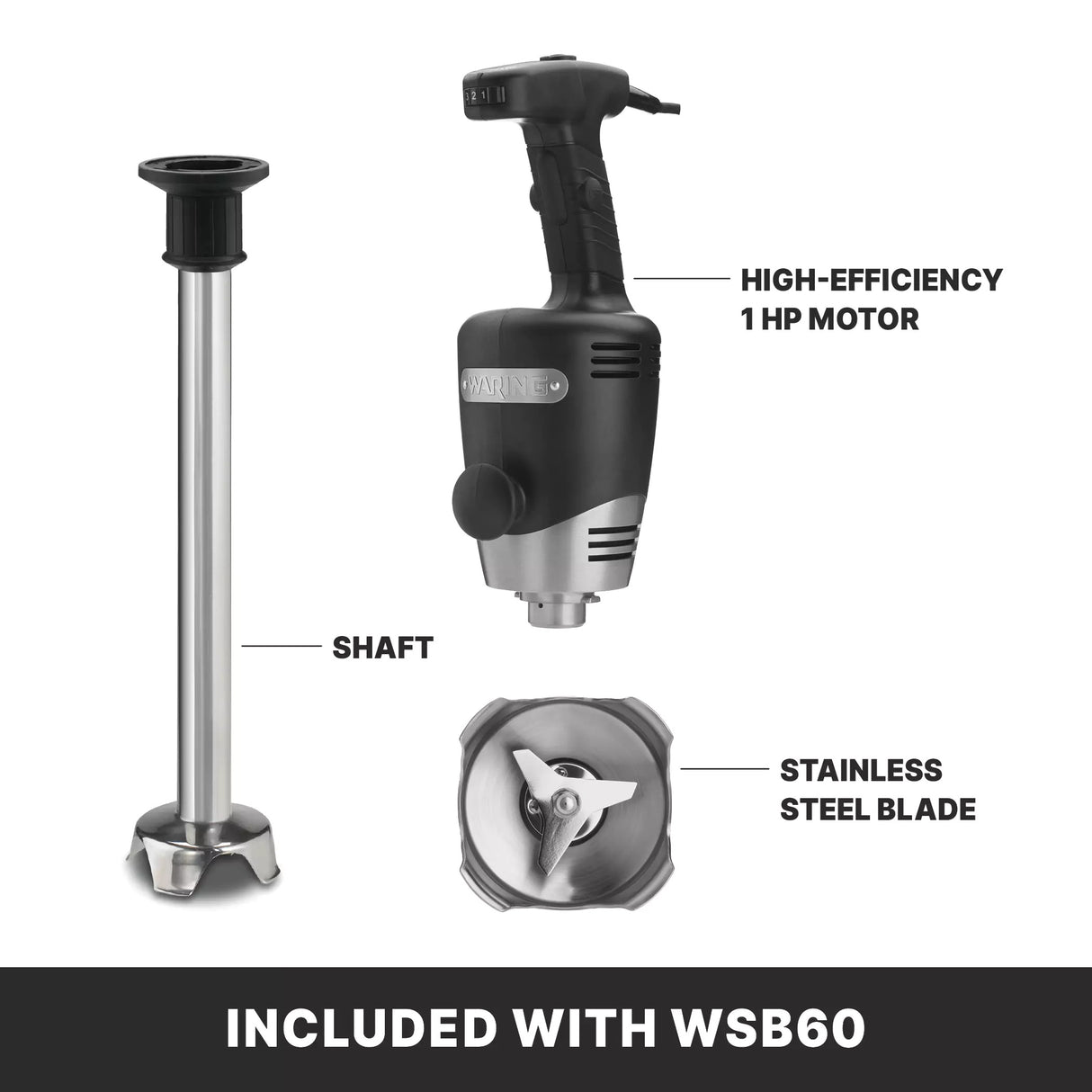 Waring WSB60 Big Stix Heavy-Duty Variable Speed Immersion Blender 16" Shaft 120V