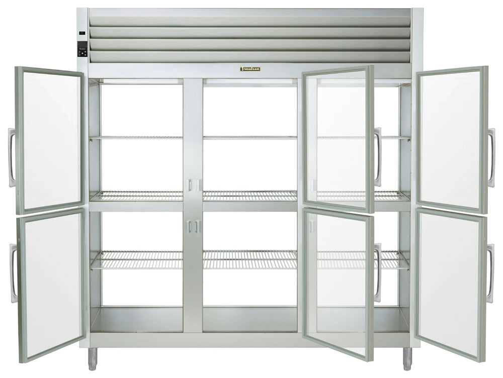 Traulsen AHF332WP-HHG Spec-Line 3-Section 6 Glass Half Door Reach-In Pass-Thru Heated Holding Cabinet 86" - 84.36 cu. ft.