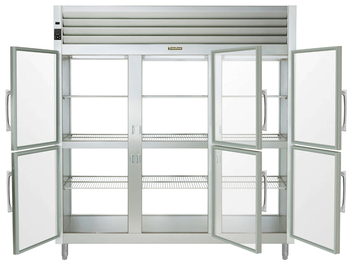 Traulsen AHF332WP-HHG Spec-Line 3-Section 6 Glass Half Door Reach-In Pass-Thru Heated Holding Cabinet 86" - 84.36 cu. ft.