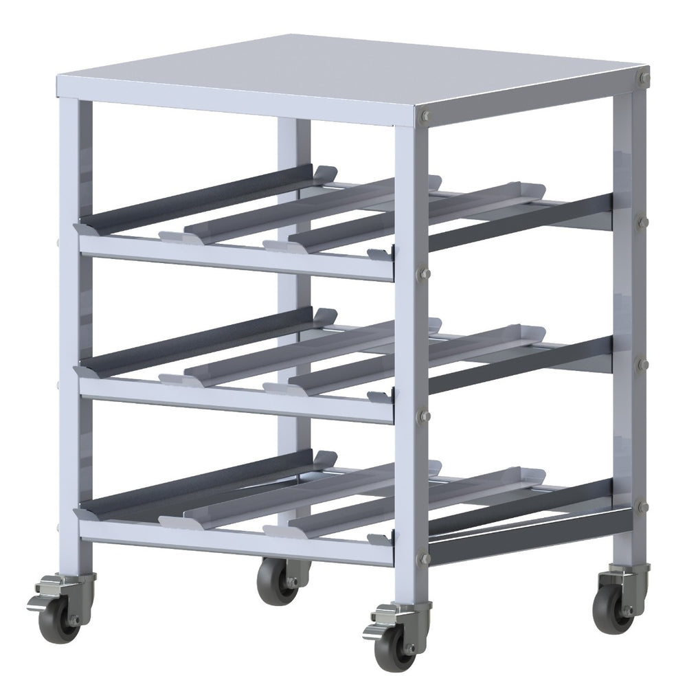 Winco ALCR-3M FIFO Aluminum Under-Counter Mobile Can Rack 33-1/2"H - (36) #10 or (45) #5 Can/Capacity