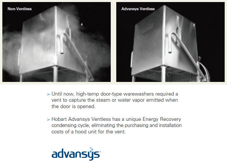 Hobart AM15VL-2 Advansys High Temp Ventless Door-Type Dishwasher with Booster Heater - 40 racks/hr - 208-240v/3