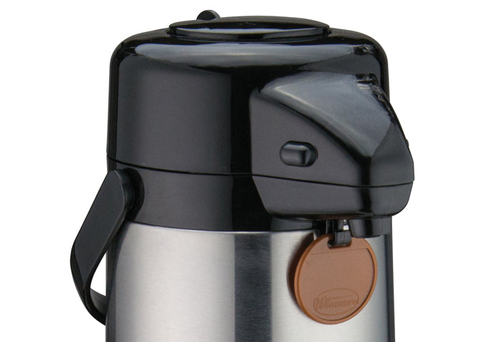 Winco APSP-925 Stainless Steel Lined Airpot with Push Button 2-1/2-Liter - 6/Case