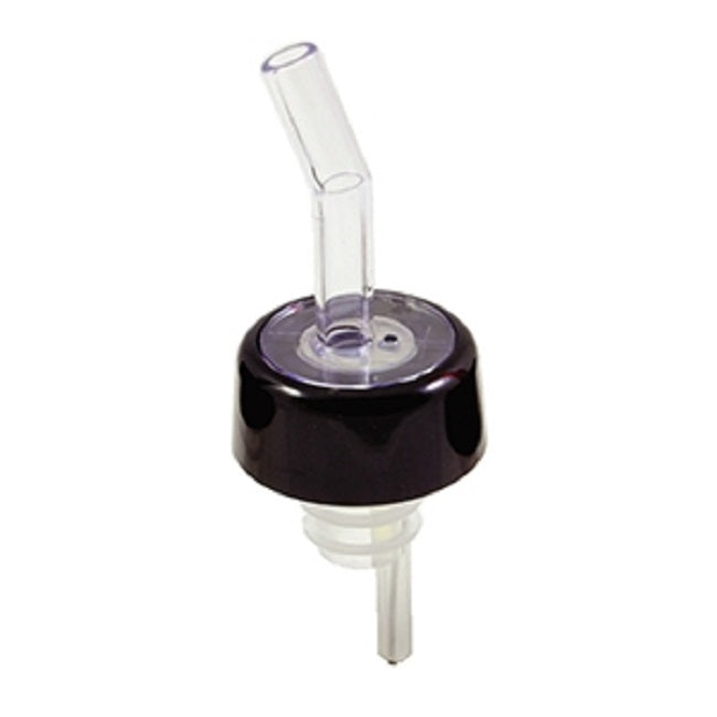 Anytime Bar Supplies AWF0026 Plastic Free Flow Whiskey Pourer with Black Collar - Clear - 12/Pack