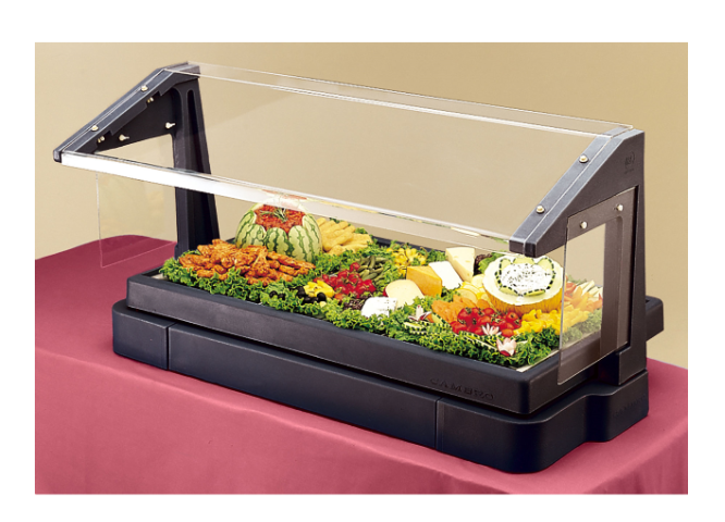Cambro BBR720110 Black Tabletop Single-Sided Self-Serve Salad/Buffet Bar with Sneeze Guard 73-7/8" - (5) Full Size Pan/Capacity