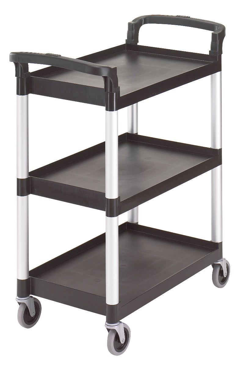 Cambro BC331KD110 300 lb. 3 Shelf Utility Cart / Bus Cart 33" x 16-1/4" x 38"H - Black