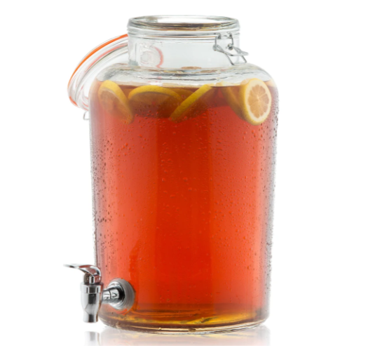 TableCraft BDG2000 2 Gallon Rustic Country Glass Beverage Dispenser - Clear