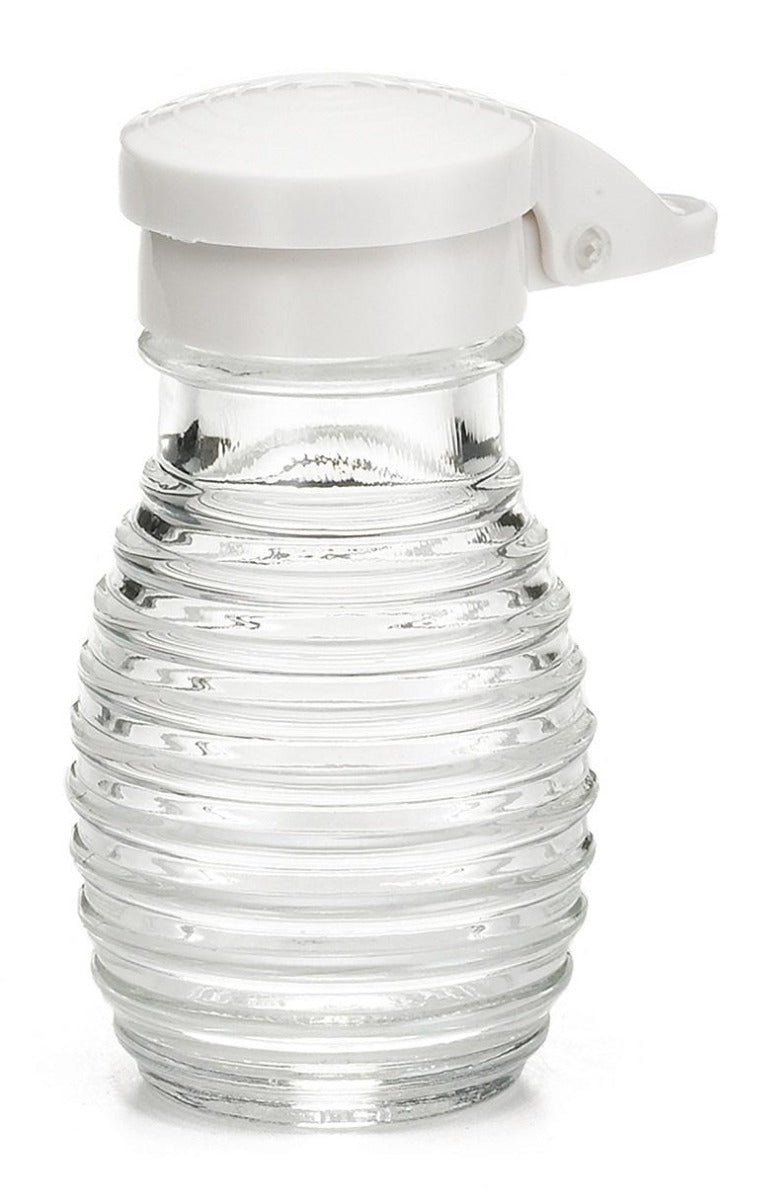 TableCraft BH2MPW Beehive Collection Glass Salt & Pepper Shaker with White Moisture Proof Plastic Flip Top 2oz. - Clear
