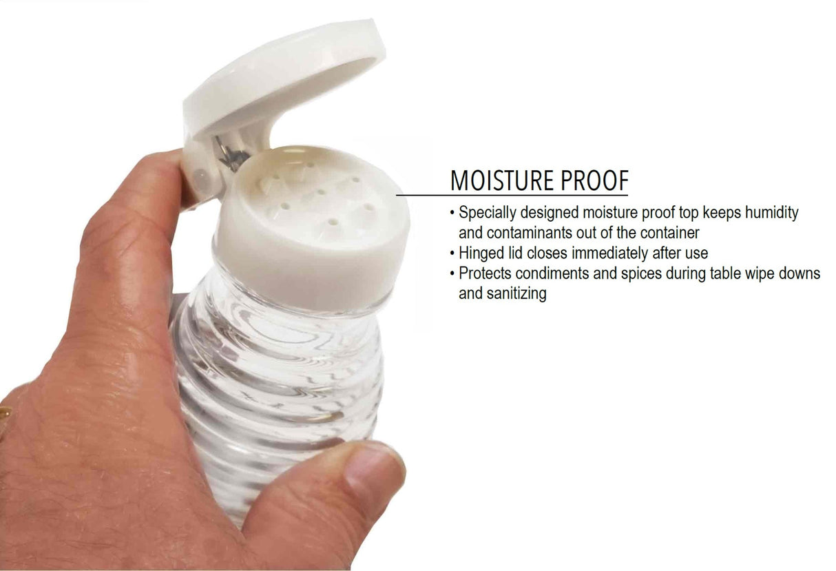 TableCraft BH2MPW Beehive Collection Glass Salt & Pepper Shaker with White Moisture Proof Plastic Flip Top 2oz. - Clear