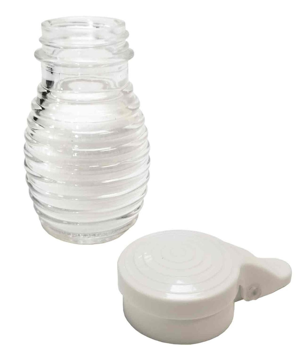 TableCraft BH2MPW Beehive Collection Glass Salt & Pepper Shaker with White Moisture Proof Plastic Flip Top 2oz. - Clear