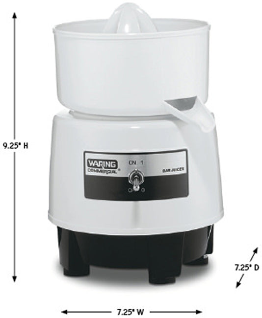 Waring BJ120C Light-Duty Compact Citrus Bar Juicer with Lift-Off Bowl & 1 liter Serving Container