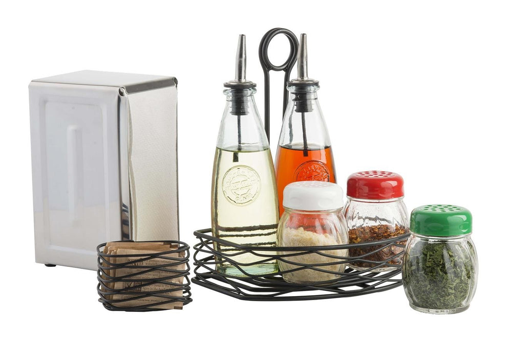 TableCraft BK156 Artisan Collection Powder Coated Metal Wire Sugar Packet Holder / Sugar Caddy 3" x 2-1/2" x 2" - Black