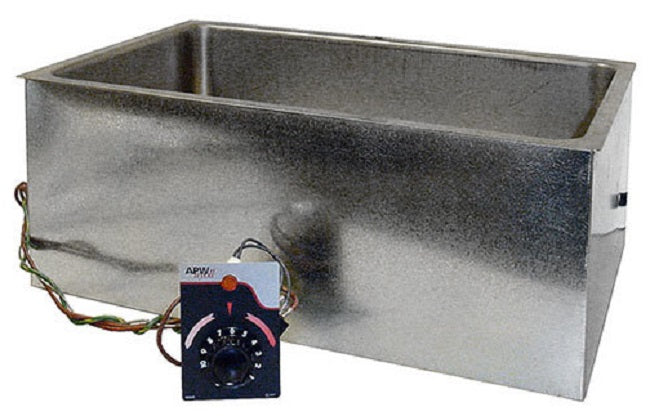 APW Wyott BM-80CDS Bottom-Mount Insulated 1-Pan Drop-In Hot Food Well with Thermostatic Controls and Drain 13-5/8"W x 21-5/8"D x 8-1/4"H - Holds (1) 12" x 20" Pan - 208V