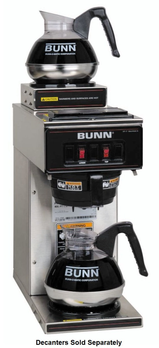Bunn 13300.0002 VP17-2 stainless steel two station pourover decanter coffee maker with upper and lower warmer