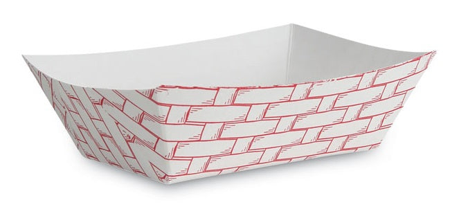 Boardwalk BWK30LAG100 Red/White Paper Food Boat Tray 1 lb. Capacity - 1000/Case