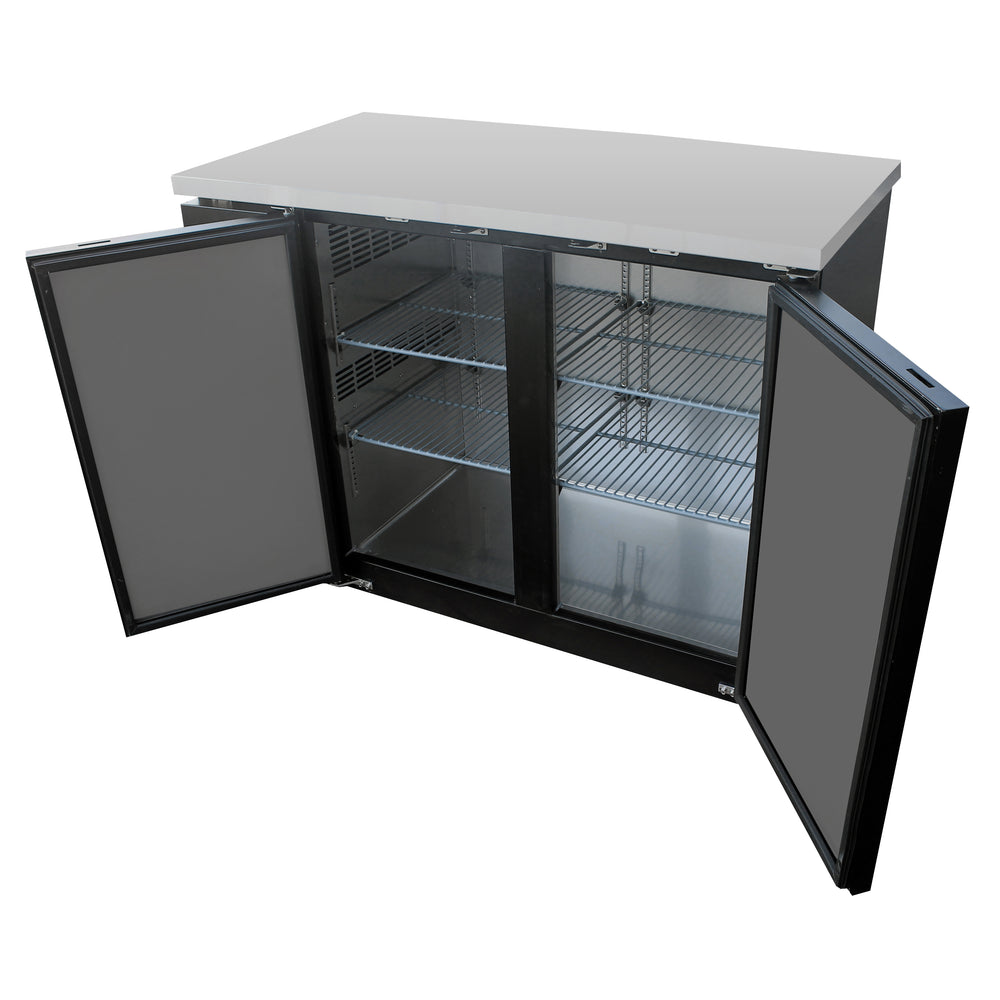 Migali C-BB60-HC Competitor Series Back Bar Cooler Black 2 Solid Door Refrigerator w/R290 60" - (2) 1/2 Keg Capacity