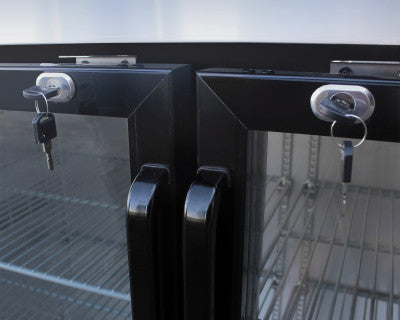 Migali C-BB60G-HC Competitor Series Black Back Bar Cooler 2 Glass Door Refrigerator w/R290 60" -  (2) 1/2 Keg Capacity