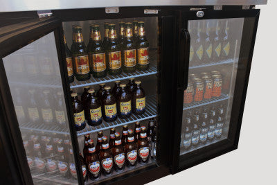 Migali C-BB48G-HC Competitor Series Back Bar Cooler Black 2 Glass Door Refrigerator w/R290 48" -  (2) 1/2 Keg Capacity