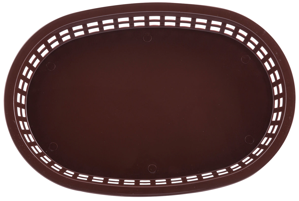 TableCraft C1076BR Chicago Plastic Oval Platter Basket 10-1/2" x 7" x 1-1/2" - Brown - 12/Case