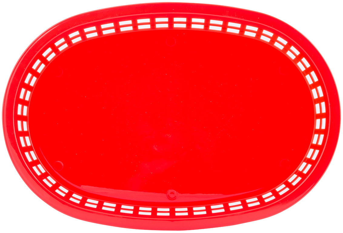 TableCraft C1076R Chicago Plastic Oval Platter Basket 10-1/2" x 7" x 1-1/2" - Red - 12/Case