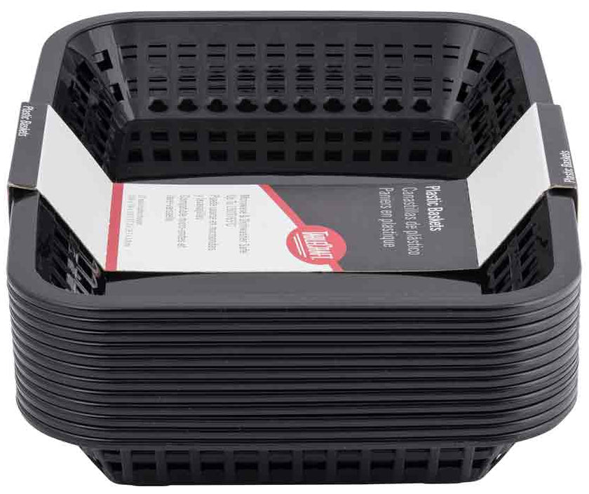 TableCraft C1077BK Grande Plastic Rectangular Platter Basket 10-3/4" x 7-3/4" x 1-1/2" - Black - 12/Case