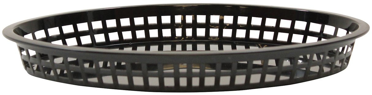 TableCraft C1086BK Texas Plastic Oval Platter Basket 12-3/4" x 9-1/2" x 1-1/2" - Black - 12/Case