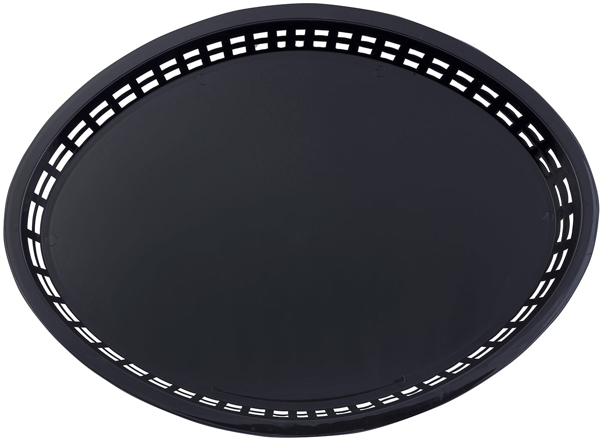 TableCraft C1086BK Texas Plastic Oval Platter Basket 12-3/4" x 9-1/2" x 1-1/2" - Black - 12/Case