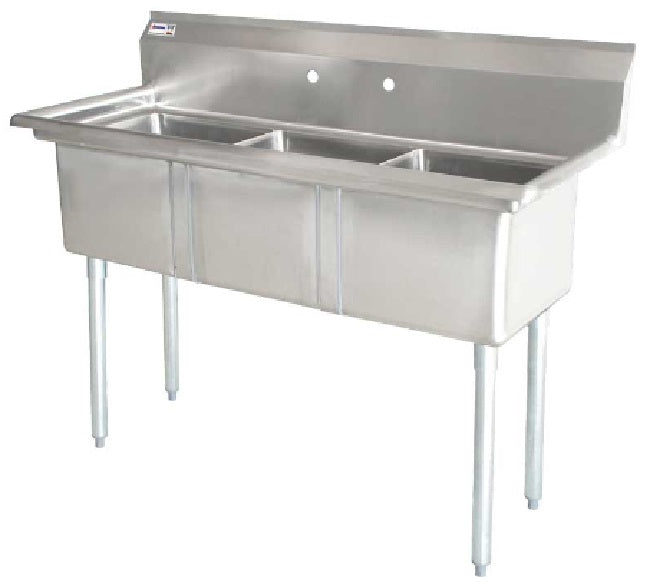 Culitek C3T101410 Stainless Steel 3-Compartment Sink 36" - No Drainboard
