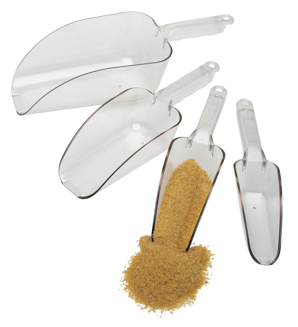 Cambro SCP64CW135 Camwear Polycarbonate Flat Bottom Scoop 64 oz. - Clear