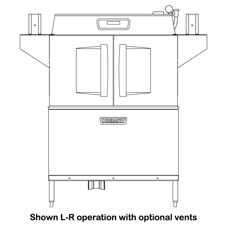 Hobart CL64EN-BASBU 2-Tank High Temp Conveyor Dishwasher w/o Booster - 342 racks/hr - 480v/3, 15 kW
