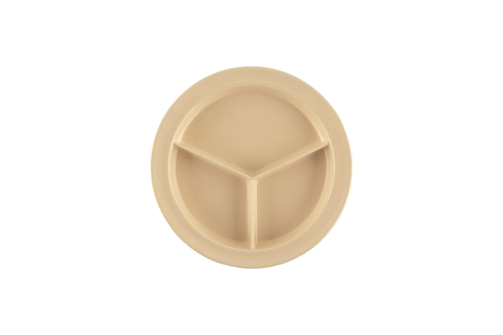 GET CP-530-T SuperMel Melamine 3-Compartment Plate 9" x 3/4" Deep - Tan - 12/Case