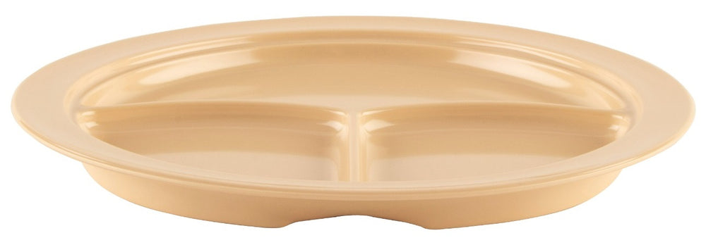 GET CP-531-T SuperMel Melamine 3-Compartment Plate 10" - Tan - 12/Case