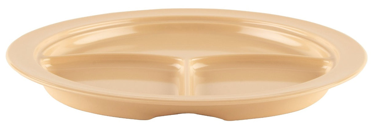 GET CP-531-T SuperMel Melamine 3-Compartment Plate 10" - Tan - 12/Case
