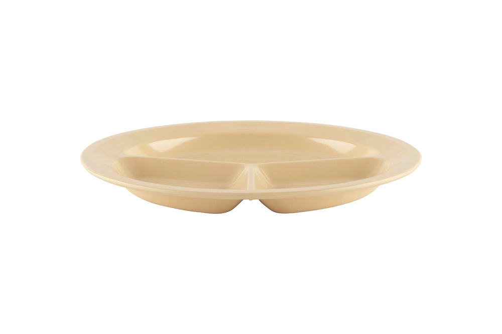 GET CP-532-T SuperMel Melamine 3-Compartment Plate 11" - Tan - 12/Case