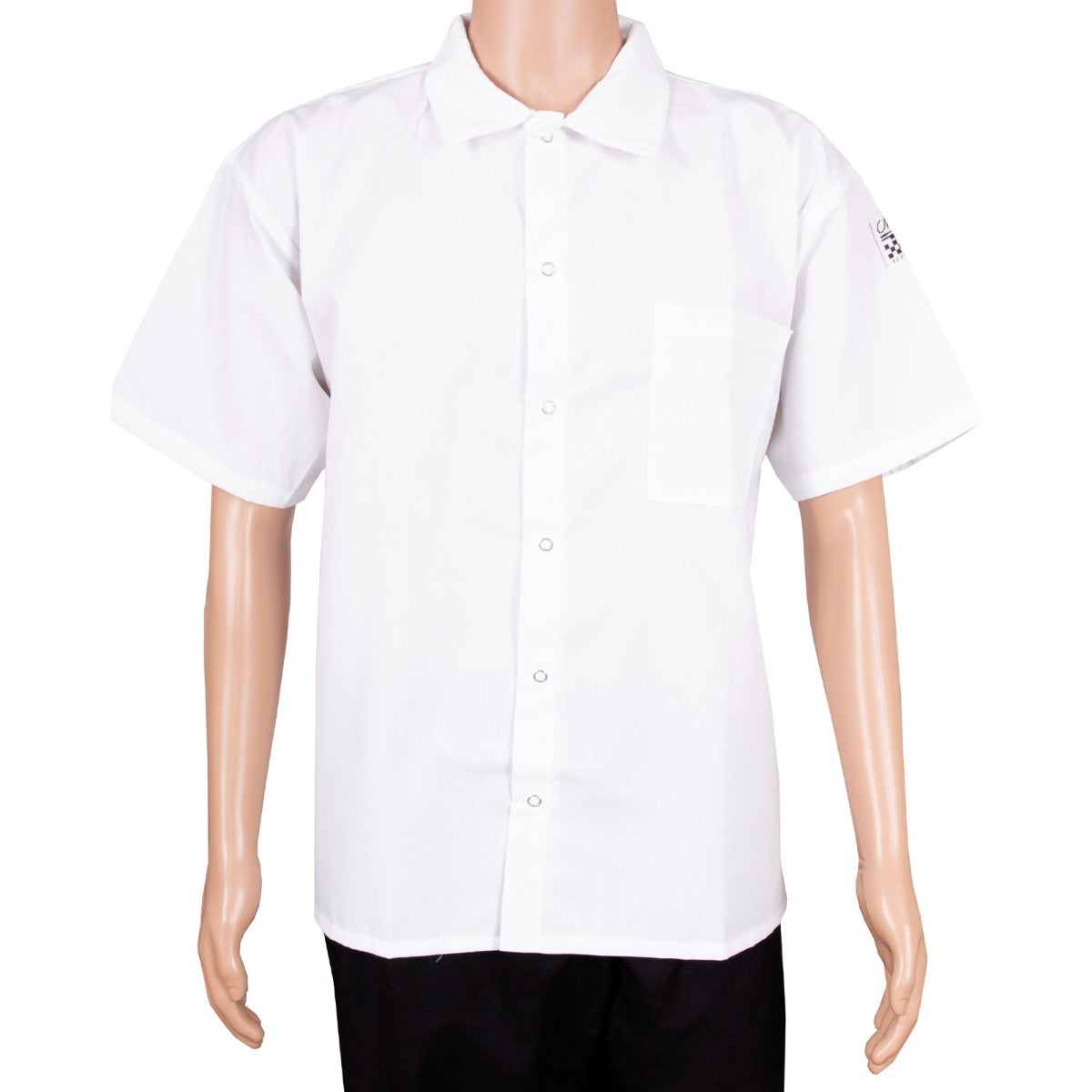 Chef Revival CS006WH-XL Unisex Poly/Cotton Short Sleeve Cook Shirt with Front Snaps and Chest Pocket - White - Size X-Large