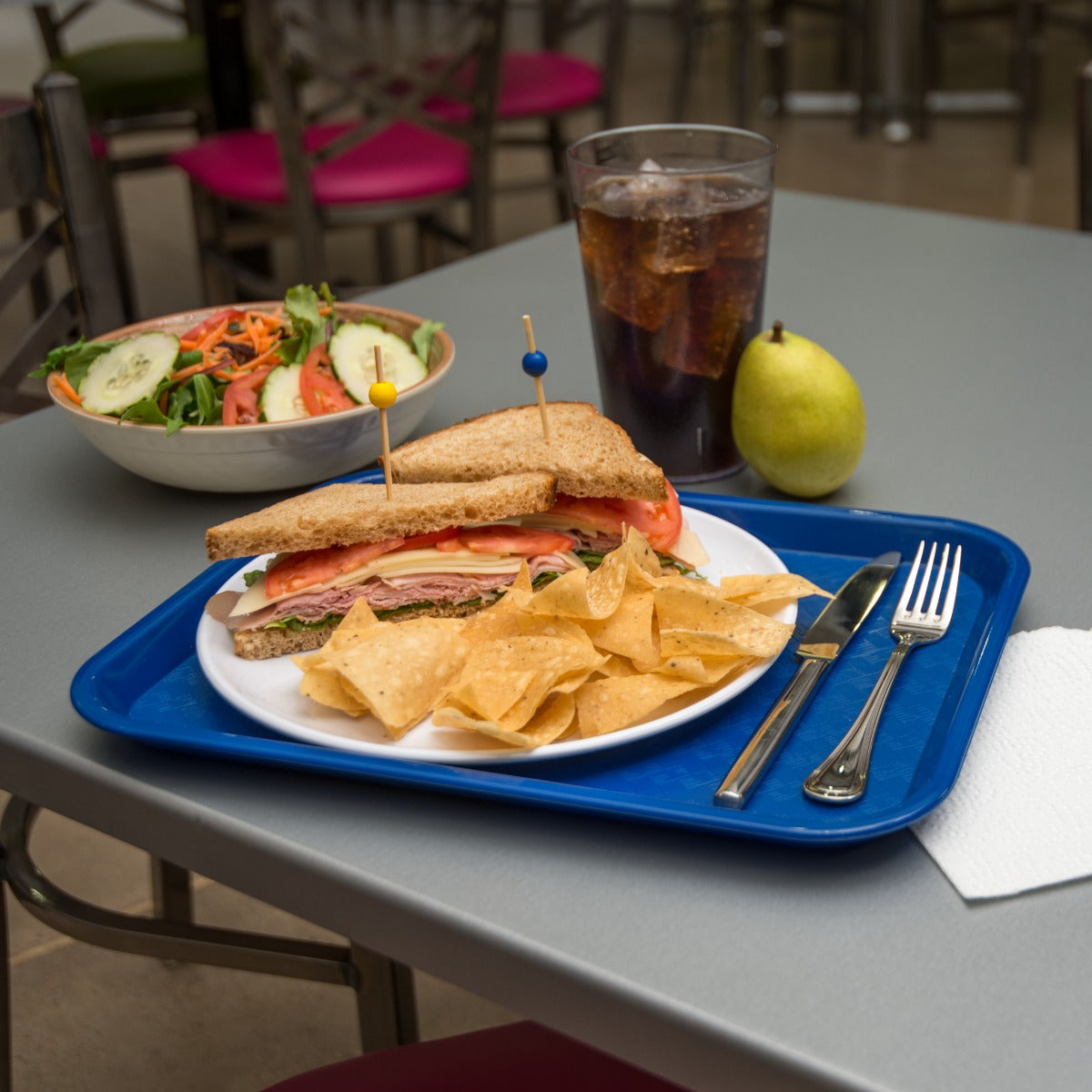 Carlisle CT101414 Cafe Polypropylene Fast Food Cafeteria Tray 11" x 14" - Blue - 24/Case
