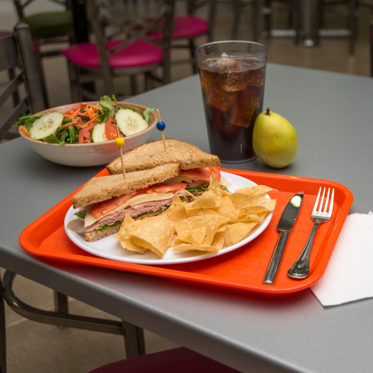 Carlisle CT101424 Cafe Polypropylene Fast Food Cafeteria Tray 11" x 14" - Orange - 24/Case