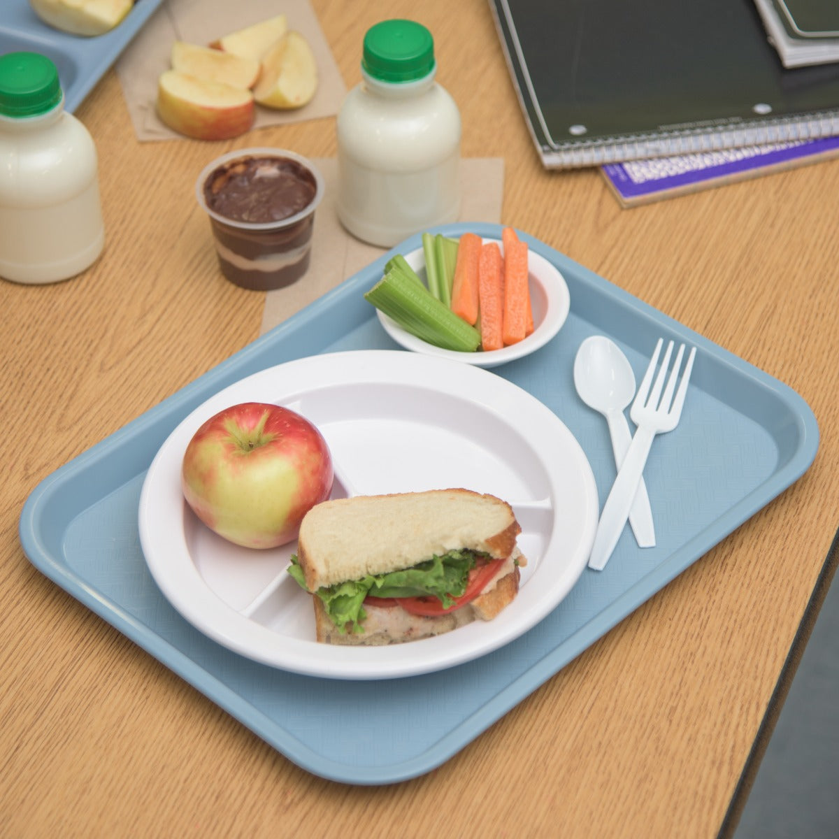 Carlisle CT101459 Cafe Polypropylene Fast Food Cafeteria Tray 11" x 14" - Slate Blue - 24/Case