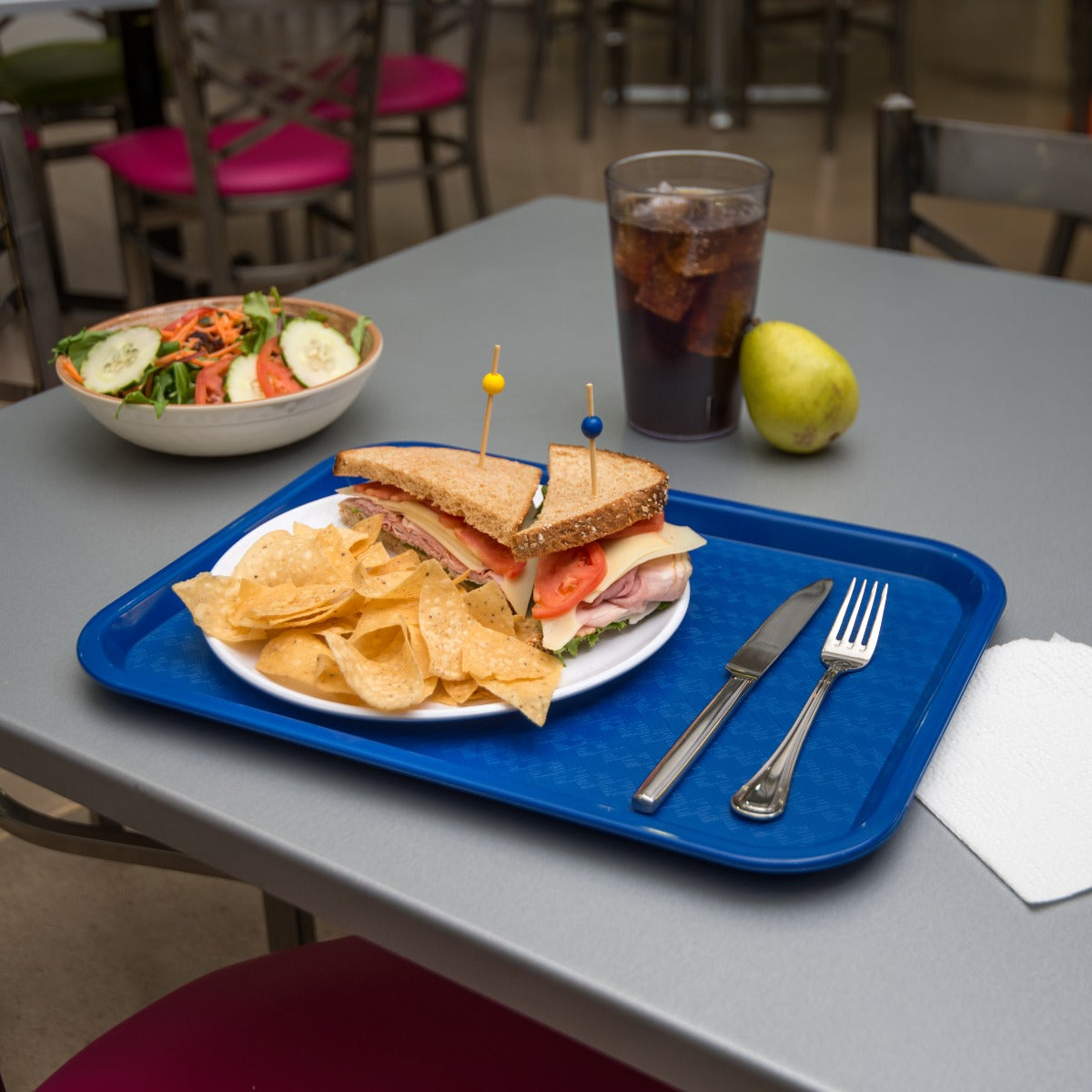 Carlisle CT121614 Cafe Polypropylene Fast Food Cafeteria Tray 12" x 16" - Blue