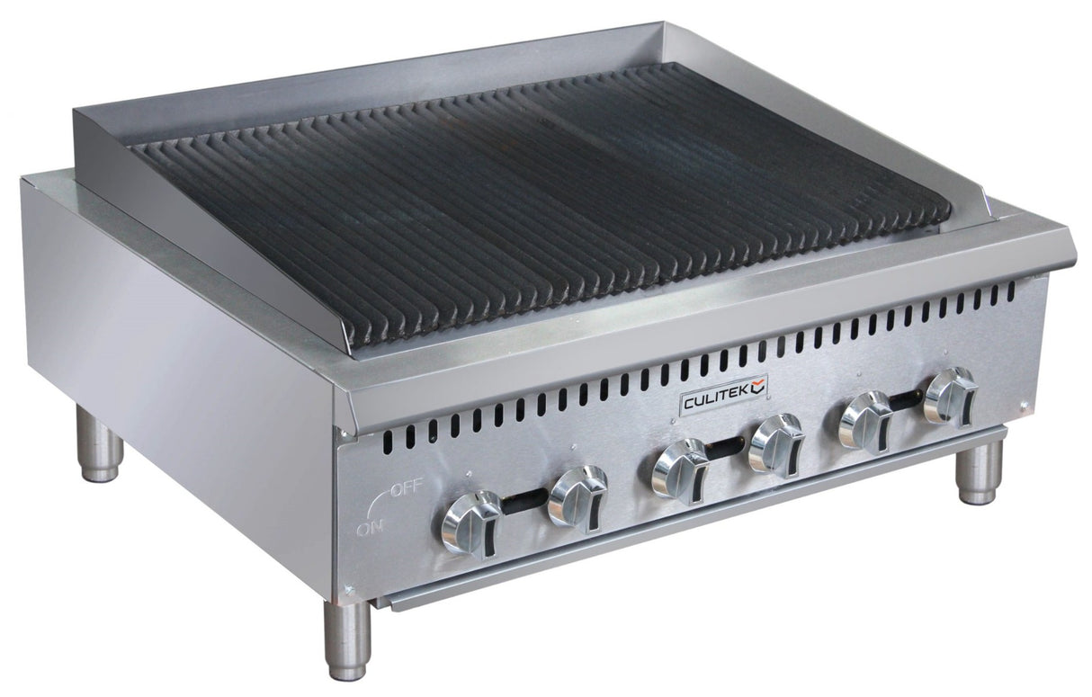Culitek CULCTC36NG SS-Series Heavy Duty Countertop Radiant Natural Gas Charbroiler w/ 6 Burners 36" - 120,000 BTU