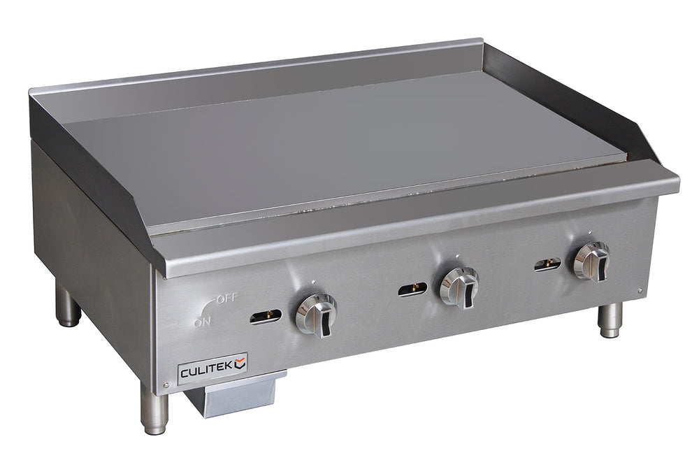 Culitek CULECTG36NG SS-Series Countertop Natural Gas Griddle w/ 3 Burners and Manual Controls 36" - 90,000 BTU