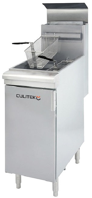 Culitek CULGF90LP SS-Series One Bank Propane Gas Floor Fryer 15-1/2" - Holds 35 to 40 lb. - 90,000 BTU