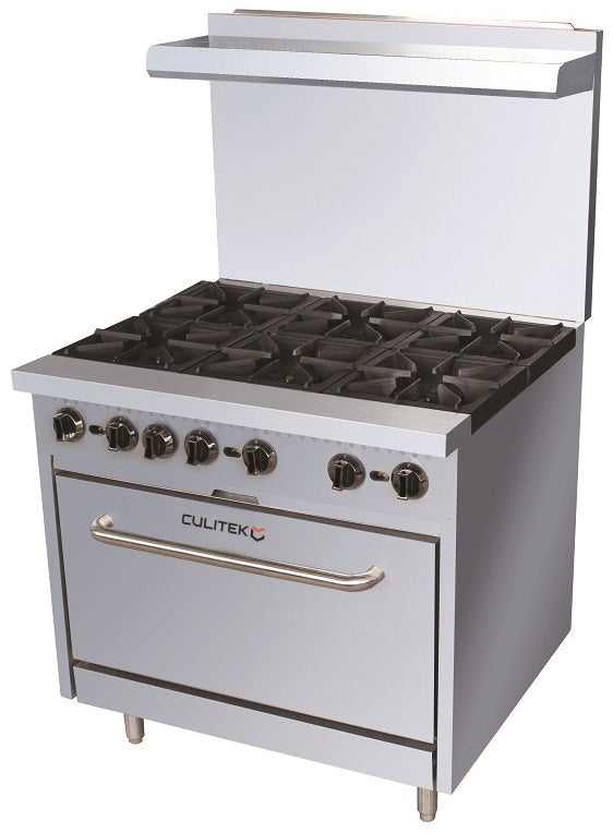Culitek CULGR36NG SS-Series Natural Gas Range with 6 Burners and Standard Oven 36" - 210,000 BTU