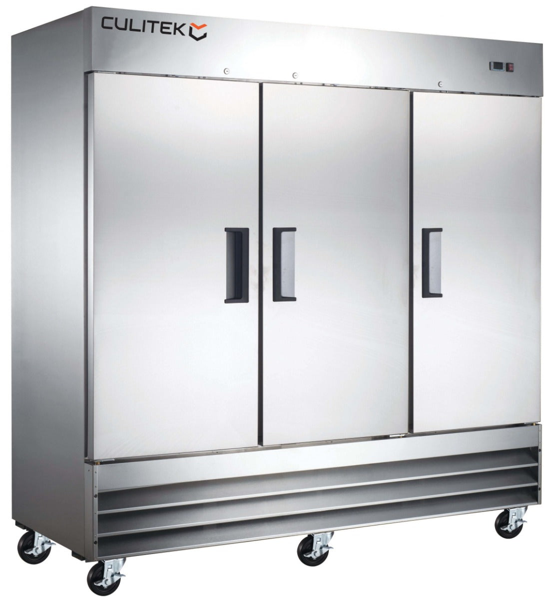 Culitek MRRF-3D SS-Series 3-Section Reach-In Refrigerator – 81″, 72 cu. ft., 3 Solid Doors, 115V