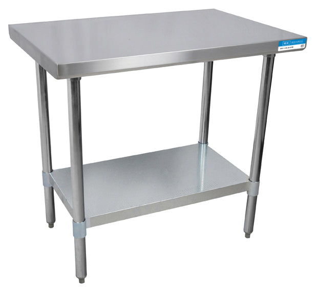 Culitek WT-2430-E 30 x 24 stainless steel work table with adjustable galvanized undershelf and legs