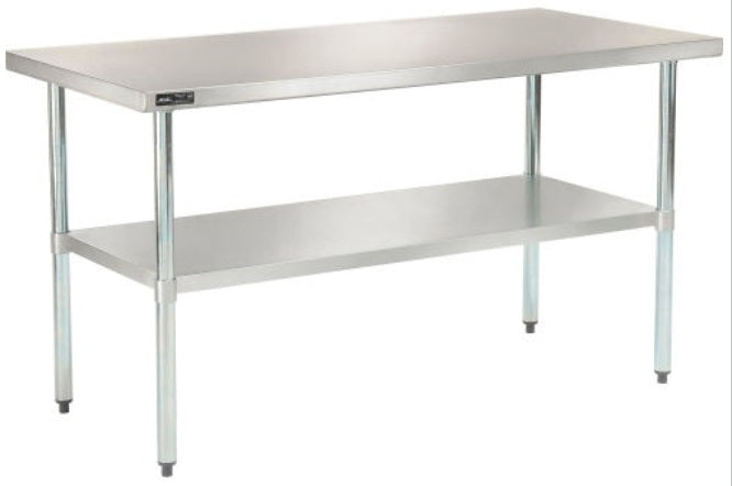 Culitek WT-2484-E 84 x 24 stainless steel work table with adjustable galvanized undershelf and legs