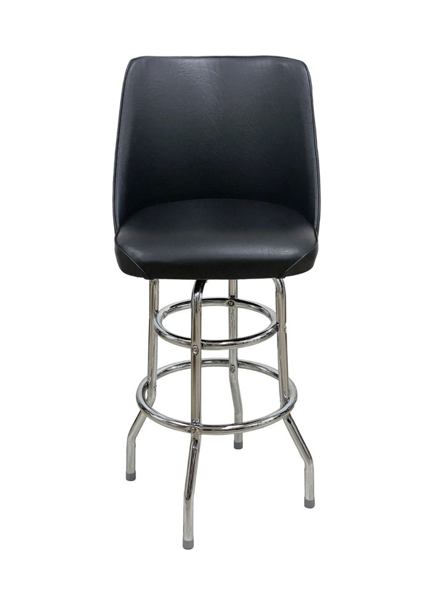 AAA Furniture Wholesale DRB/BUCKET Bucket Seat Bar Stool with Double Footring 43"OAH - Black Vinyl